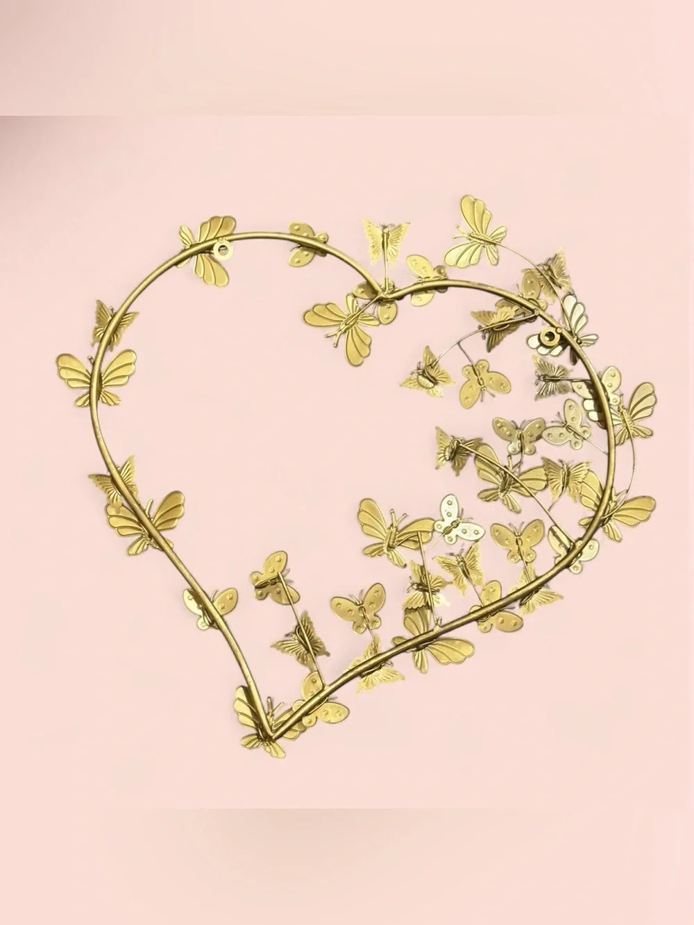 Vintage Inspired Gold butterfly Heart Wreath Wall Decor